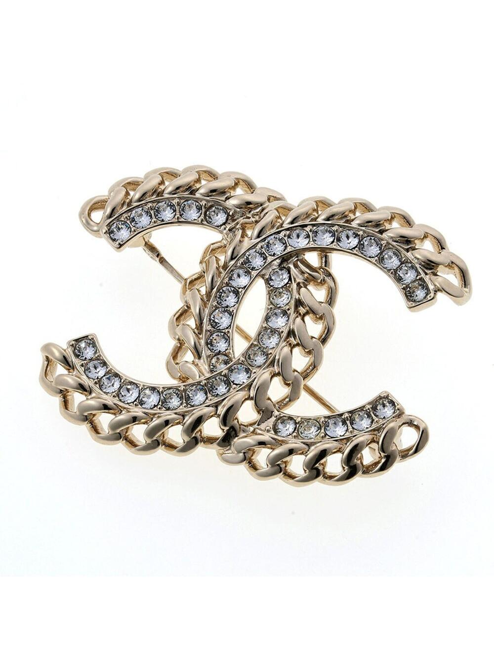 Chanel Cc Logo Brooch Gold-Tone Metal #346943C92B